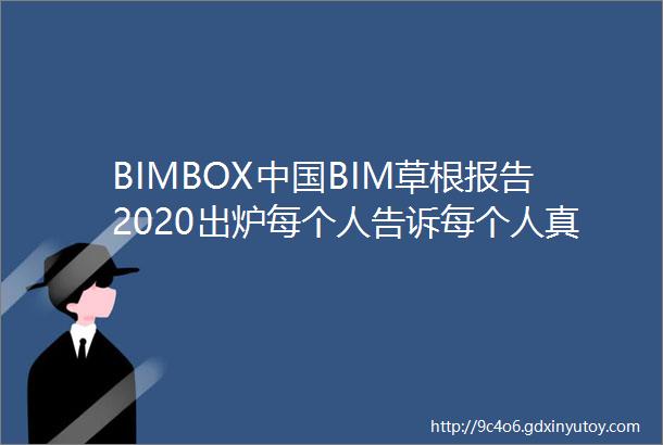 BIMBOX中国BIM草根报告2020出炉每个人告诉每个人真相